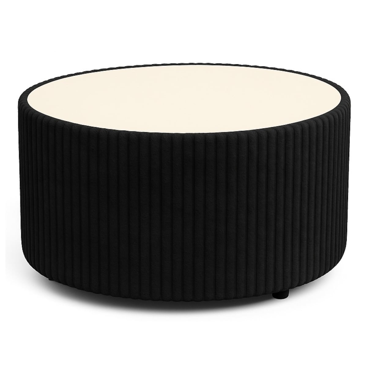 Stolik okrągły kawowy tapicerowany MIJA w tkaninie Tilia, czarny