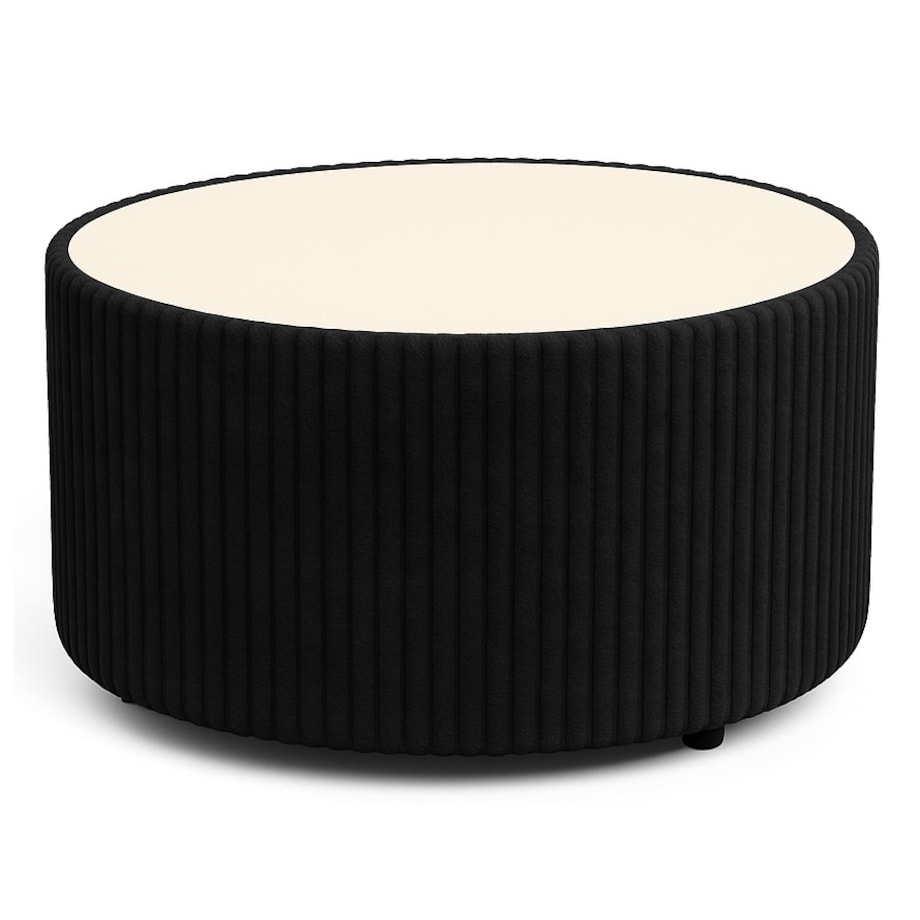 Stolik okrągły kawowy tapicerowany MIJA w tkaninie Tilia, czarny