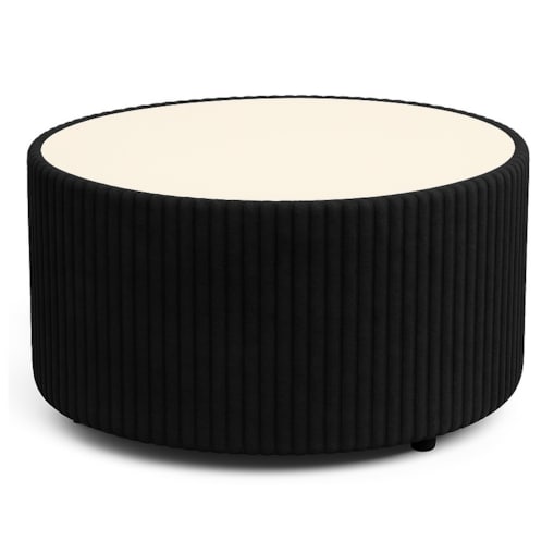 Stolik okrągły kawowy tapicerowany MIJA w tkaninie Tilia, czarny