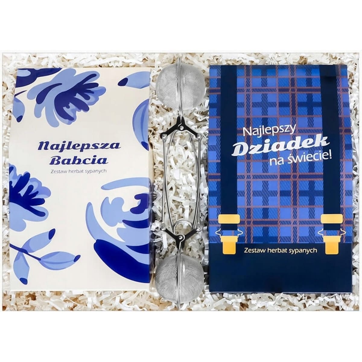 ZESTAW PREZENTOWY UPOMINKOWY BOX PREMIUM NA DZIEŃ BABCI I DZIADKA HERBATY SYPANE W SASZETKACH ZAPARZACZE UPOMINEK PREZENT DLA DZIADKÓW