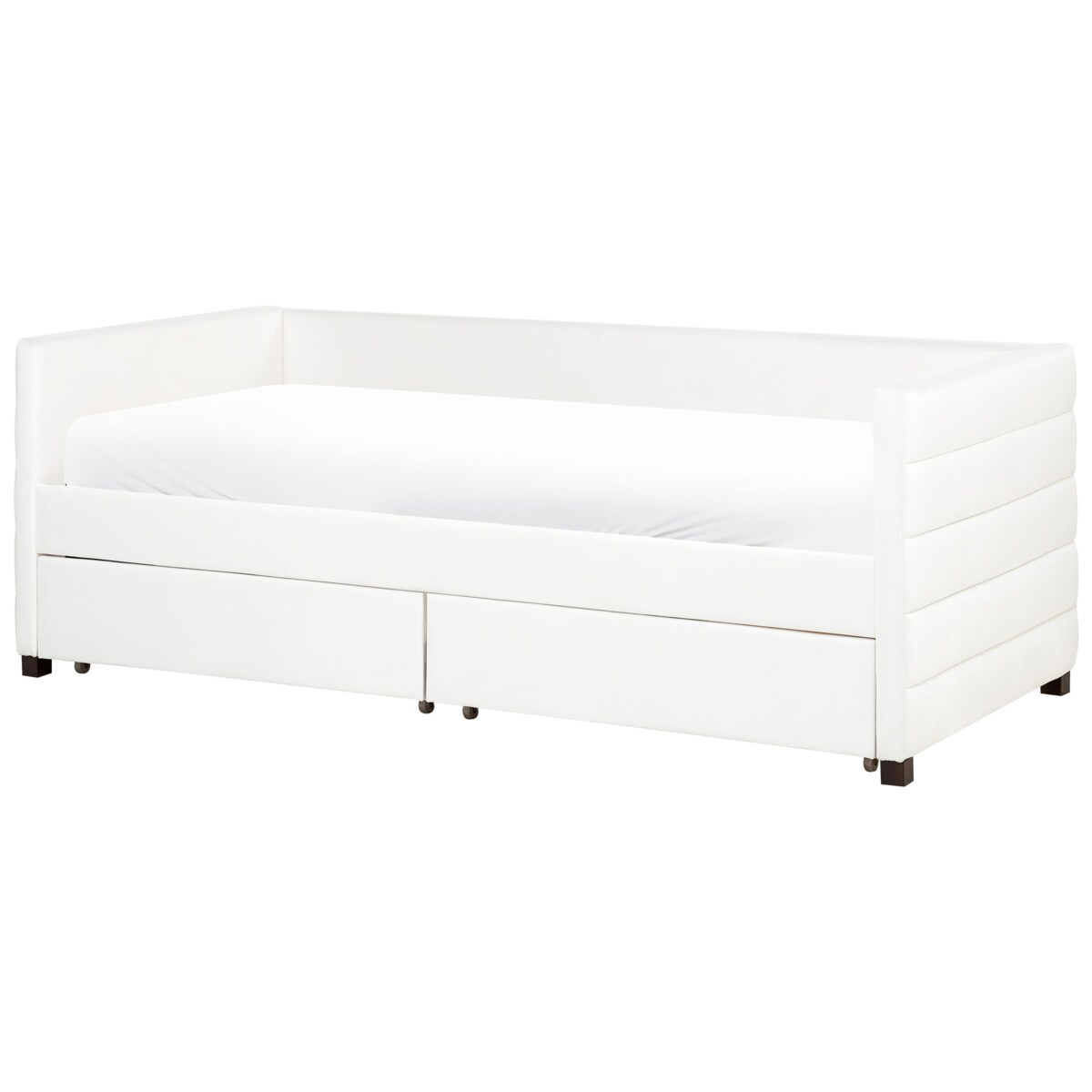 Łóżko dzienne z szufladami Welur MARRAY 90 x 200 cm Złamana biel