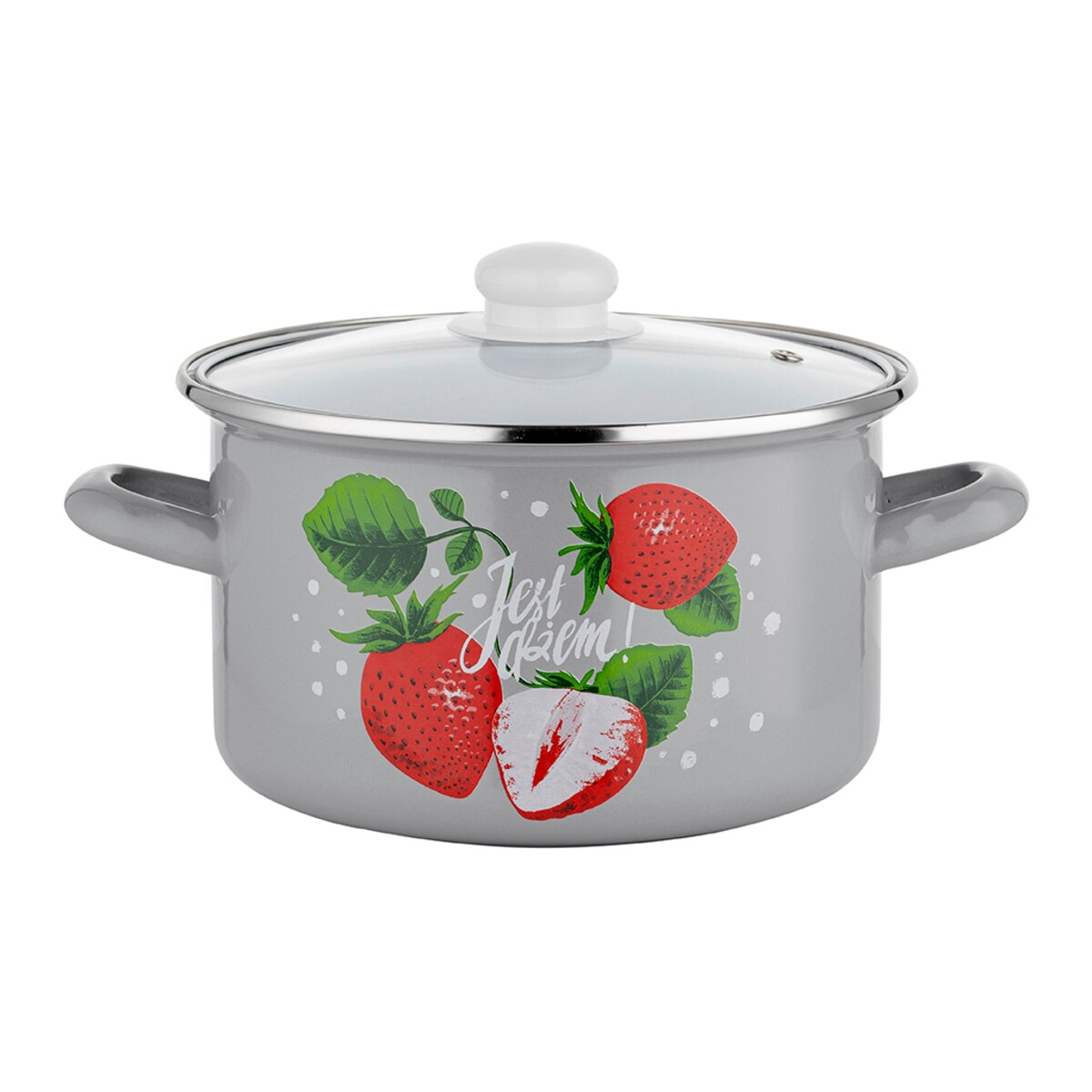 GARNEK EMALIOWANY pleszew 22 cm 5,3 L duży do gotowania zupa w TRUSKAWKI