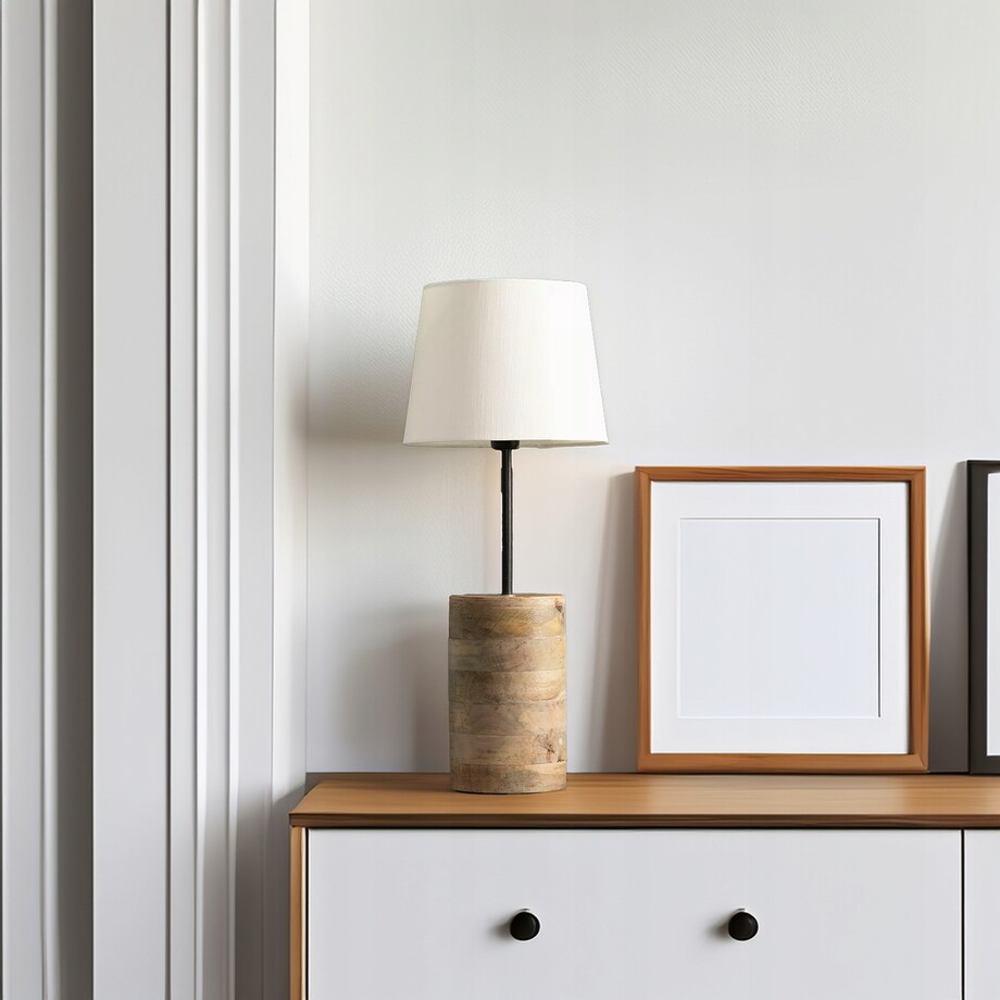 LAMPA BOHO STOŁOWA BIURKOWA NOCNA E27 naturalna drewniana ozdoba do salonu