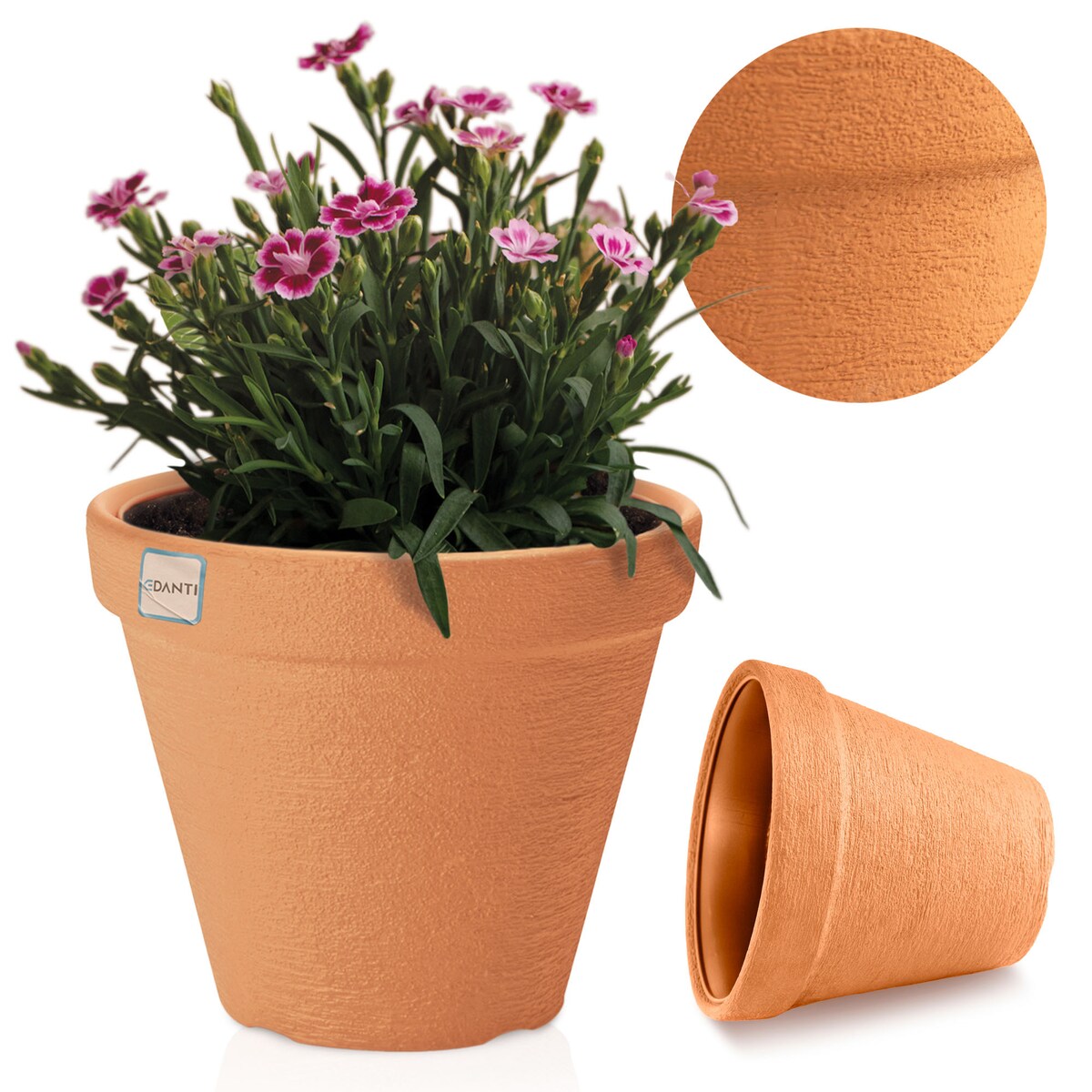 Doniczka Donica Ogrodowa 30 Cm Efekt Cegły Okrągła Na Taras Do Ogrodu Domu Pomarańczowa