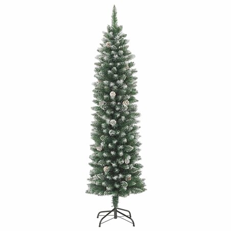 vidaXL Sztuczna, wąska choinka ze stojakiem, 180 cm, PVC