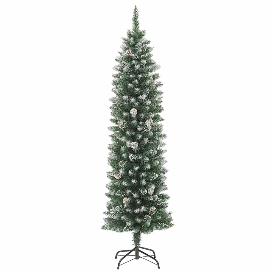 vidaXL Sztuczna, wąska choinka ze stojakiem, 180 cm, PVC