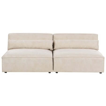 Sofa modułowa 2-osobowa bez podłokietników welurowa beżowa HELLNAR