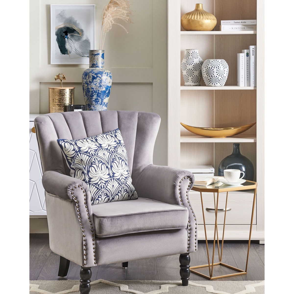 Zestaw 2 stolików pomocniczych SIERRA Szkło Złoty