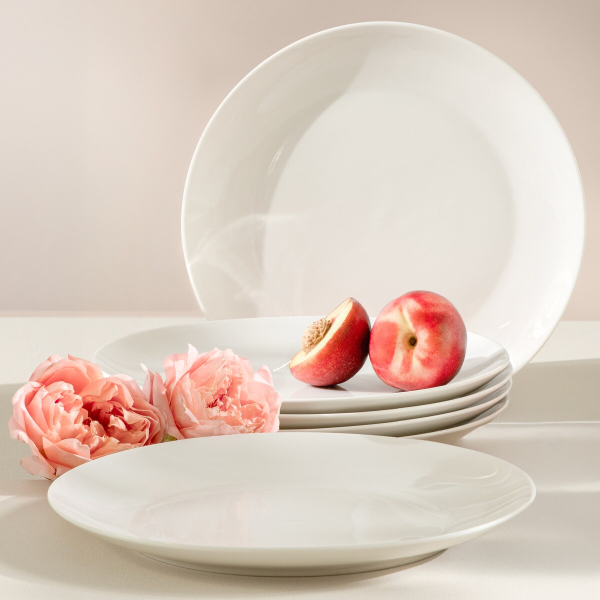 KONSIMO AD BELLA, Talerz obiadowy 6 szt., kolor ecru