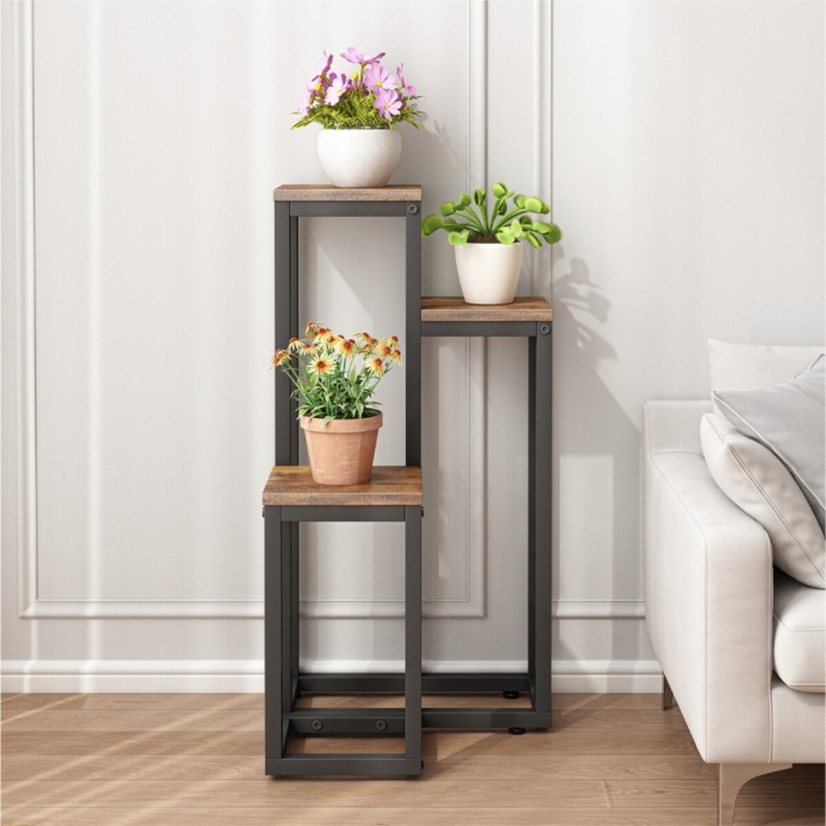 Kwietnik metalowy stojak na rośliny kwiaty rustykalny craft loft 67 cm