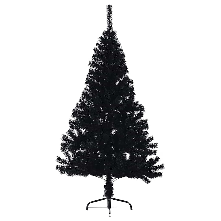 vidaXL Sztuczna choinka połówka ze stojakiem, czarna, 150 cm, PVC