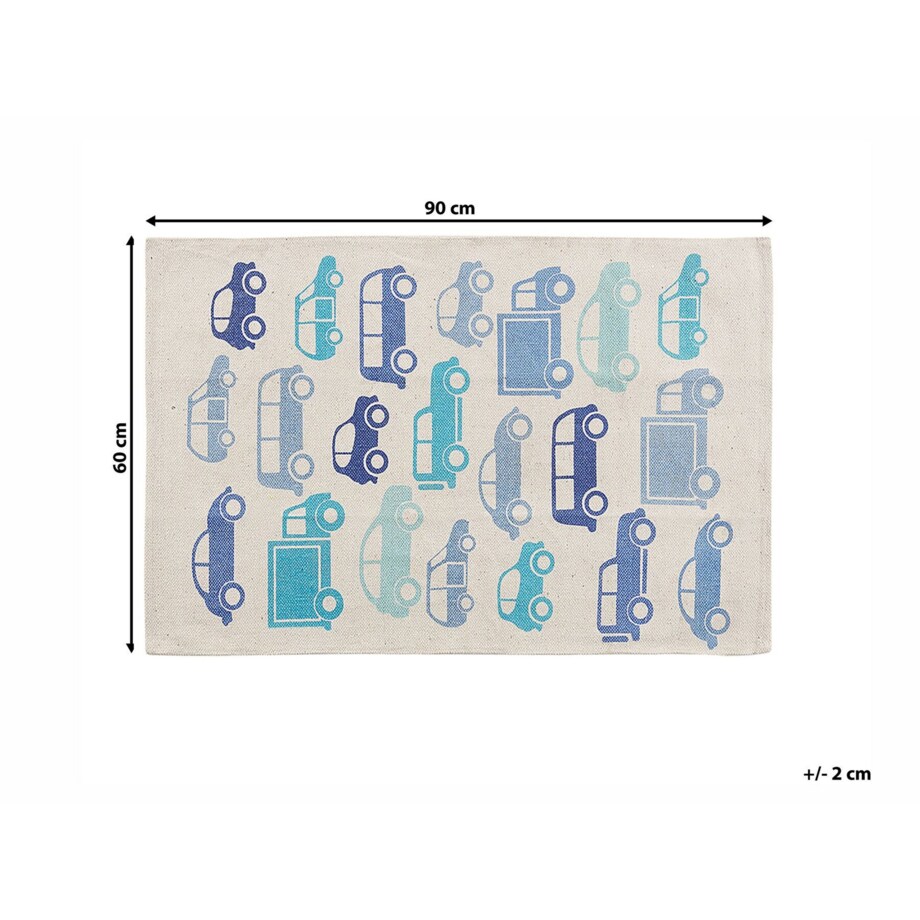 Dywan dziecięcy bawełniany w samochody 60 x 90 cm niebieski MADURAJ