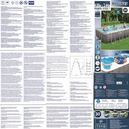 Bestway Basen Power Steel z zestawem, prostokątny, 488x244x122 cm