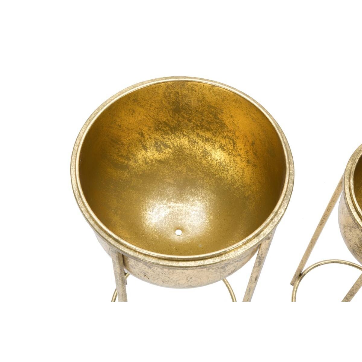 Złote stojaki na kwiaty z wyciąganymi doniczkami