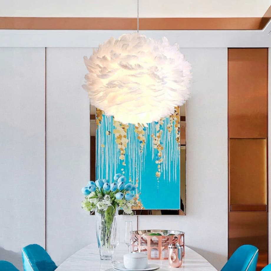 Lampa Sufitowa Wisząca Glamour Pióra Kolory Nordic