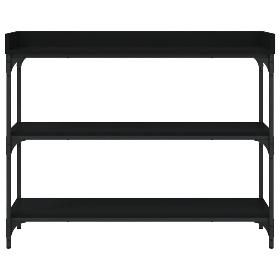 vidaXL Stolik konsolowy z półkami, czarny, 100x30x80 cm