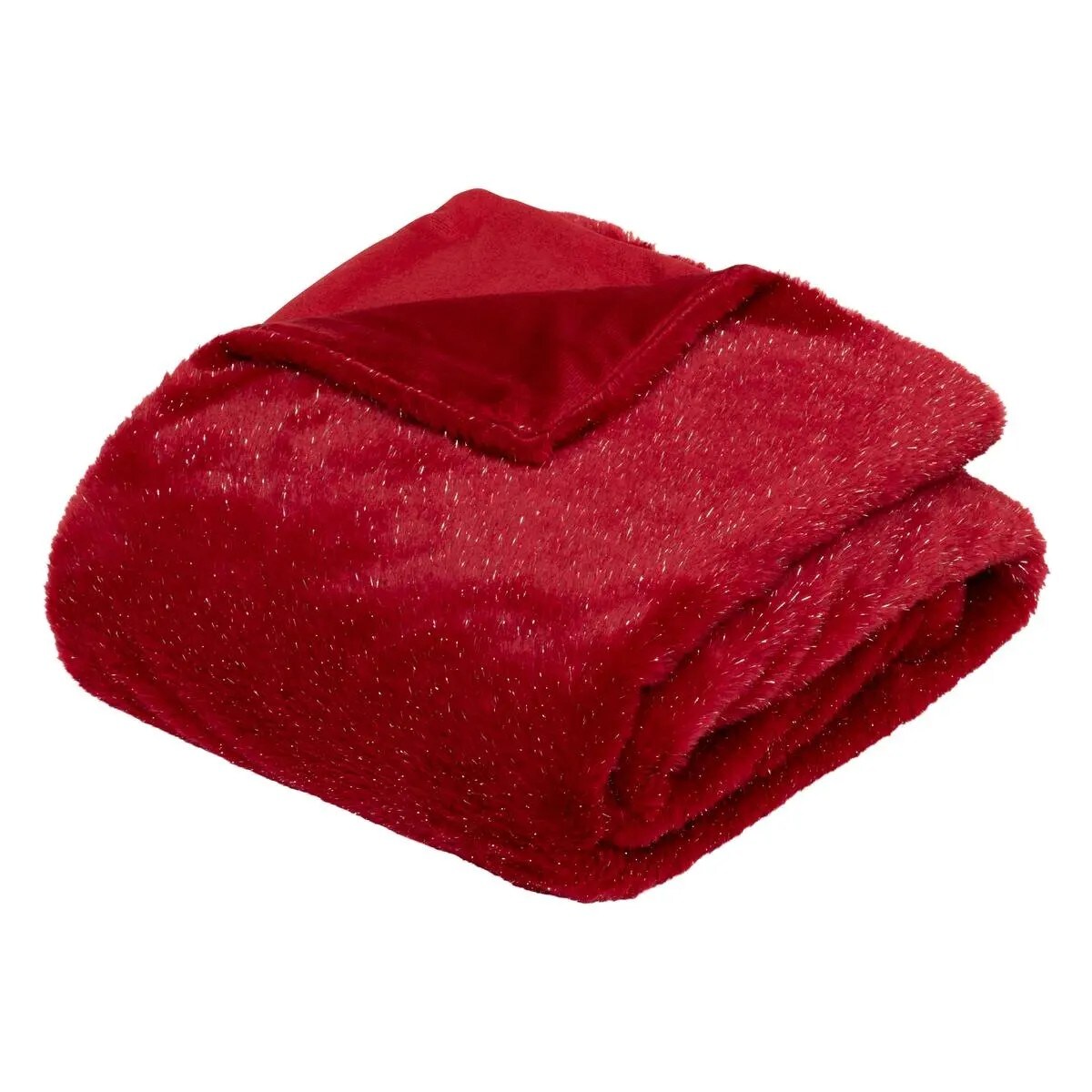 Pled koc pluszowy czerwony ze srebrną nitką 130x180 cm