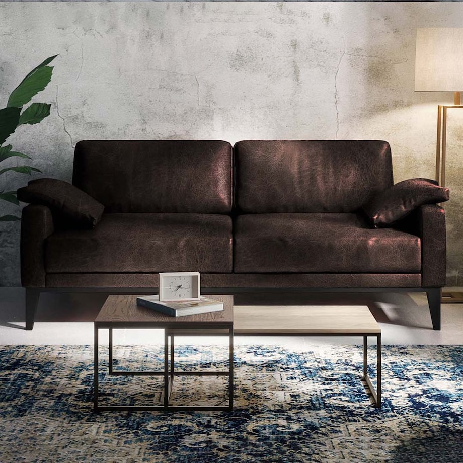 Sofa 2-osobowa Musso - ciemnobrązowa vintage