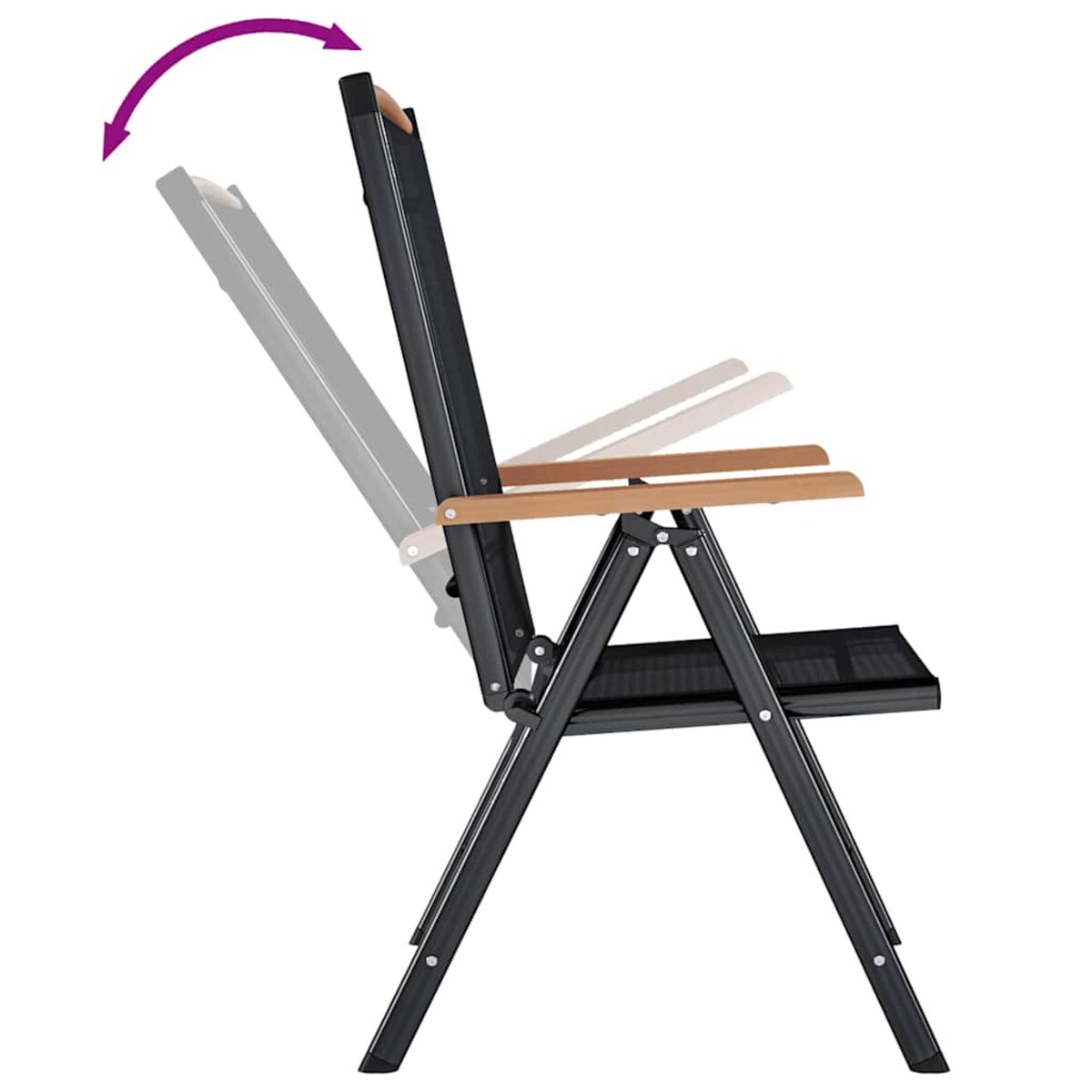 vidaXL Składane krzesła ogrodowe, 4 szt., aluminium/textilene, czarne