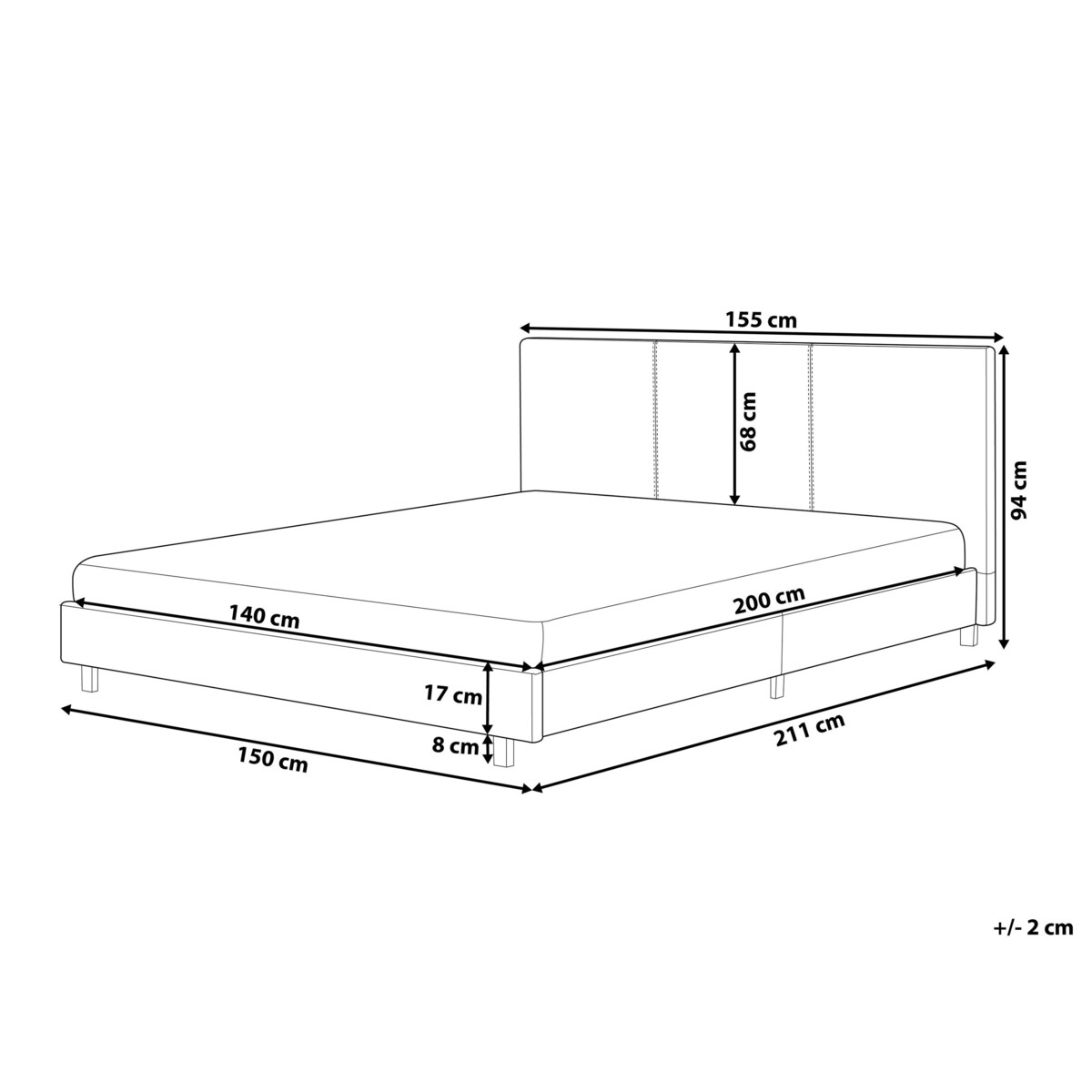 Łóżko Boucle ALBI 140 x 200 cm Złamana biel