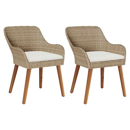 vidaXL Krzesło Ogrodowe 2 pcs Beżowy 55 x 62.5 x 82cm polirattan