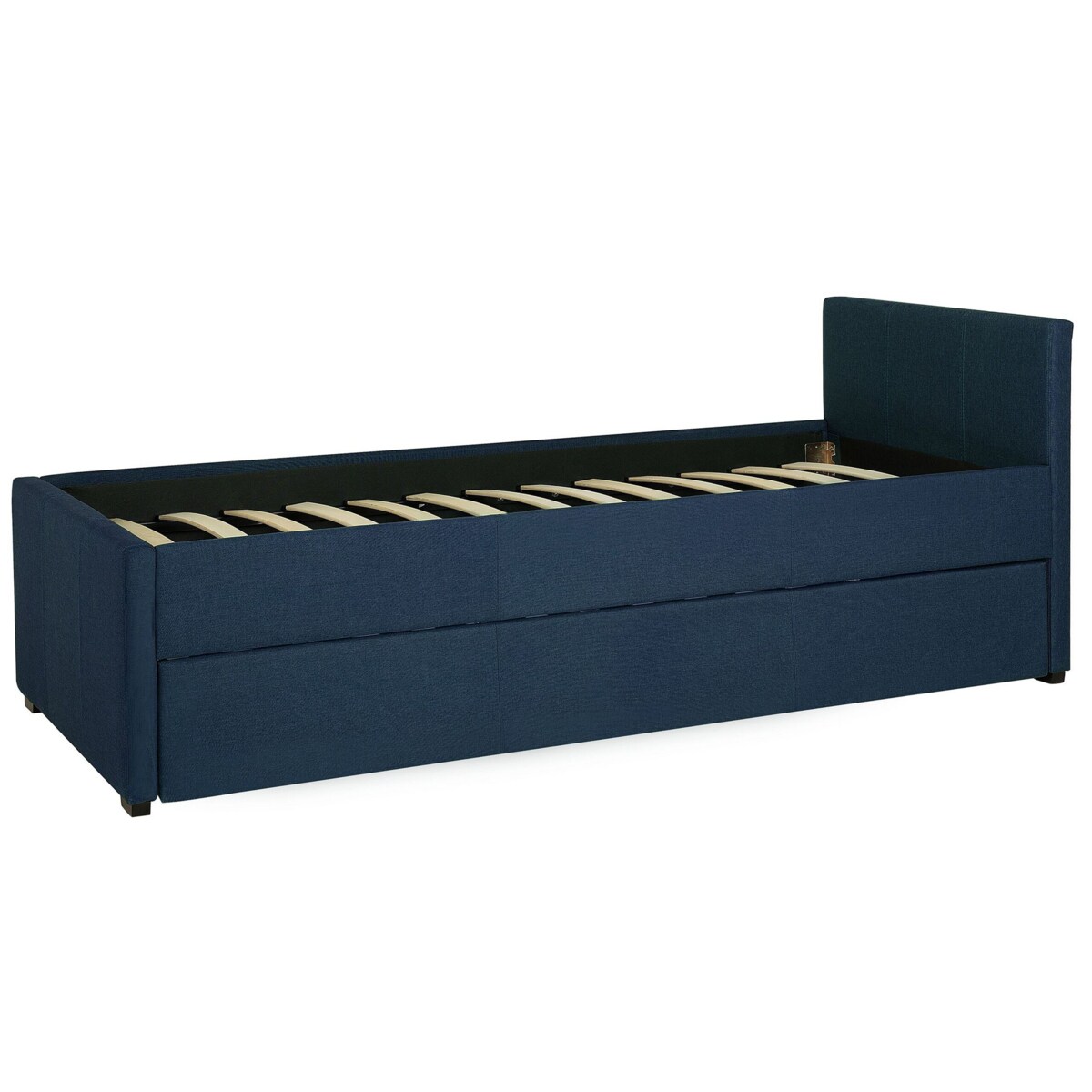 Łóżko wysuwane tapicerowane 80 x 200 cm niebieskie MARMANDE