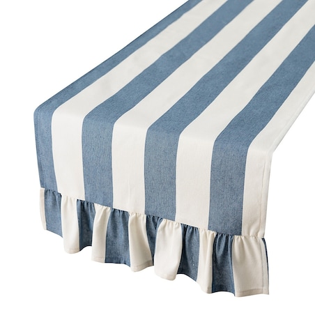 Bieżnik z falbaną 40x160 cm 40x160 niebiesko-białe pionowe pasy (5,5cm)