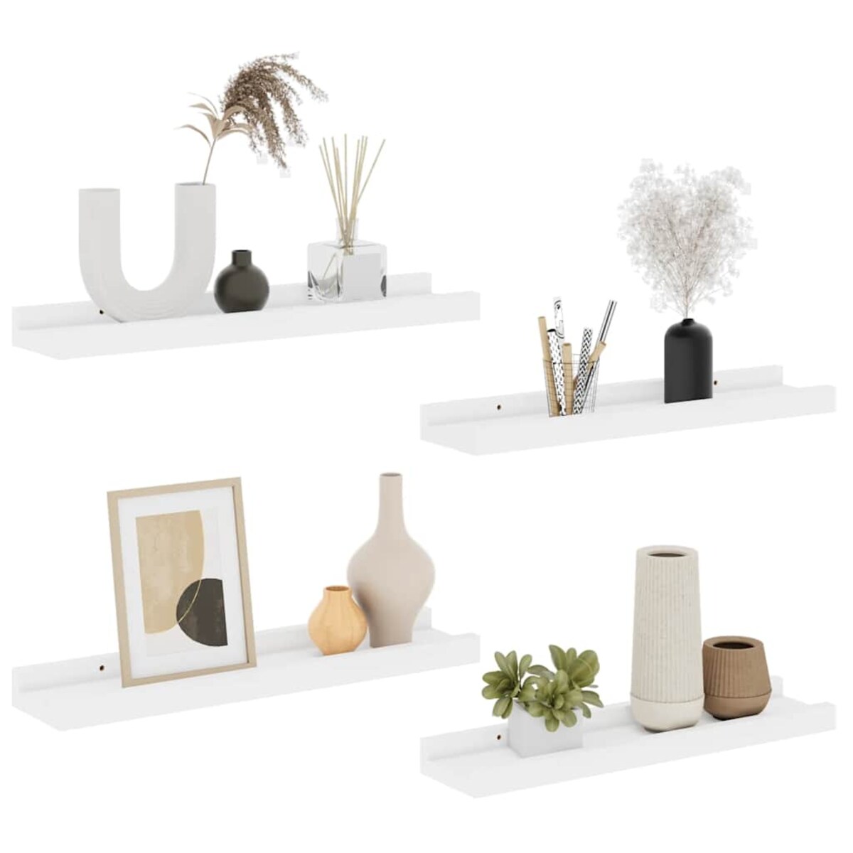 vidaXL Półki ścienne, 4 szt., białe, 40x9x3 cm