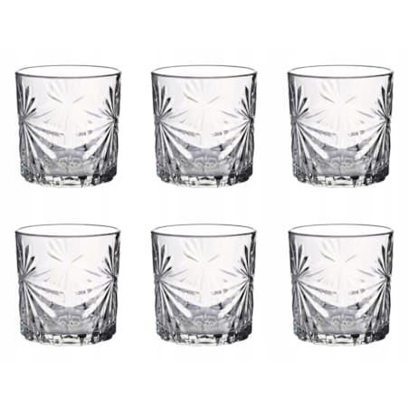 SZKLANKI NISKIE DO NAPOJÓW wzorek 6x 300 ml na imprezę stół drinki soki