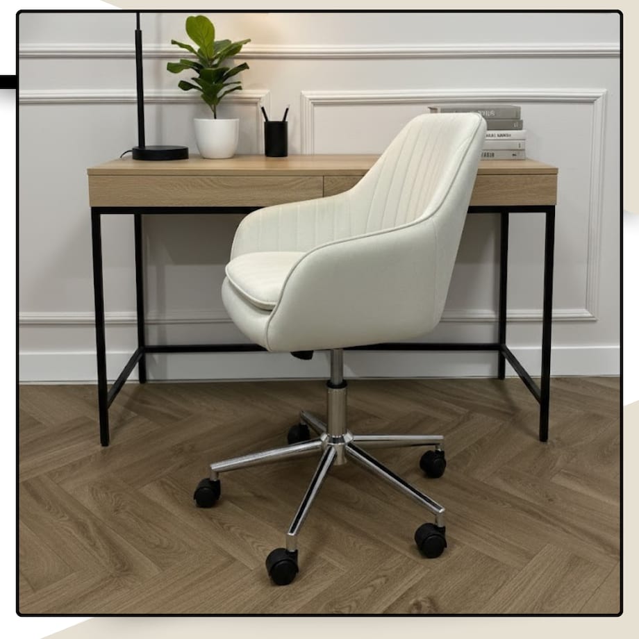 Krzesło biurowe fotel obrotowy welurowy regulowany beżowy