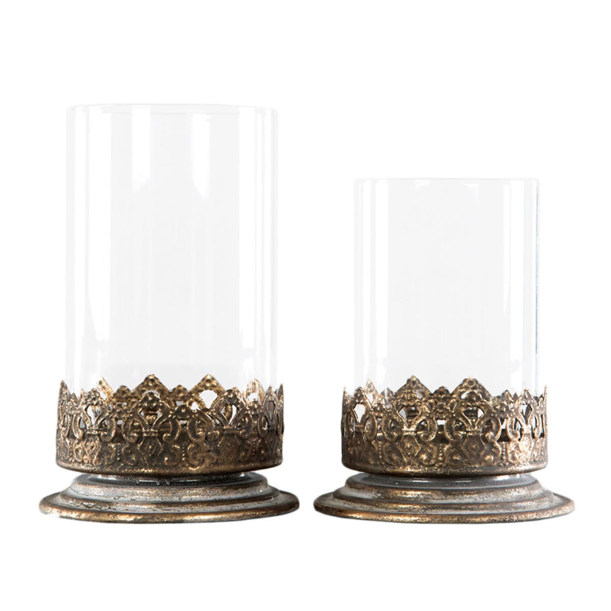 2 szt. ŚWIECZNIK ANASTASIA retro złoty METAL SZKŁO