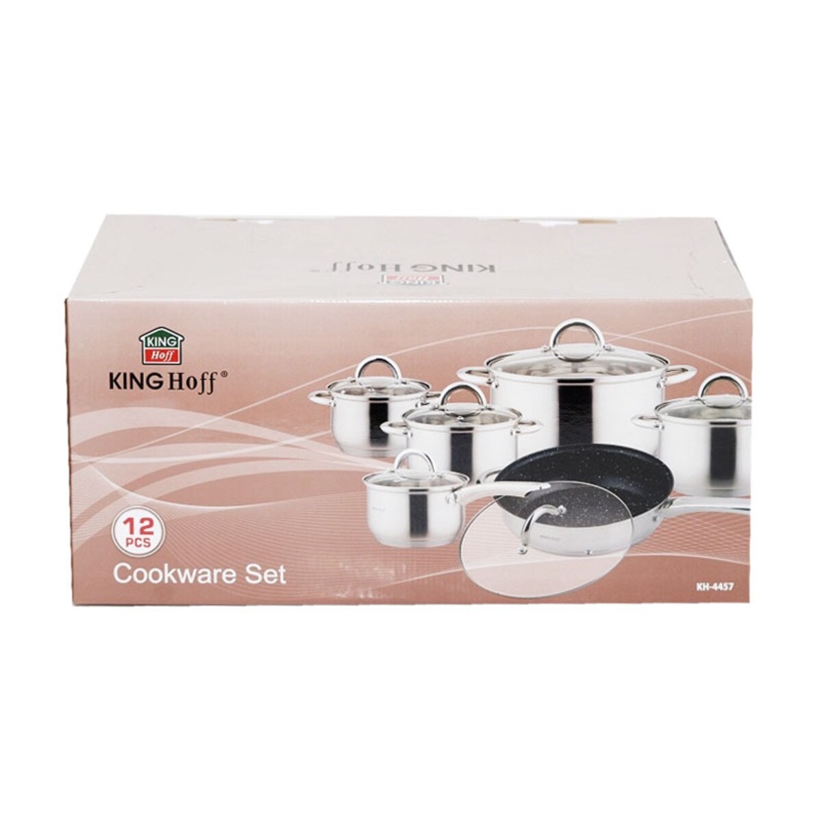 Zestaw garnków stalowych 12 ele. garnki na indukcję komplet Silver marble KINGHOFF
