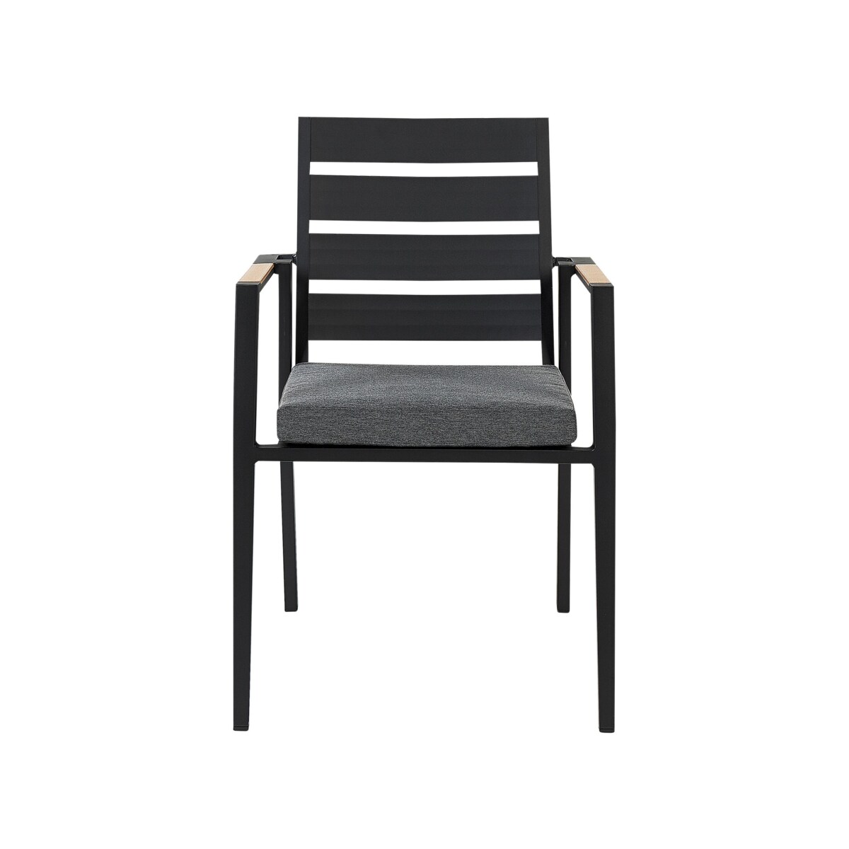 Zestaw ogrodowy stół i 4 krzesła czarny z poduszkami szarymi OLMETTO/TAVIANO