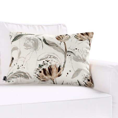 Poszewka Kinga na poduszkę prostokątną 47x28 kwiaty na jasnoszarym tle