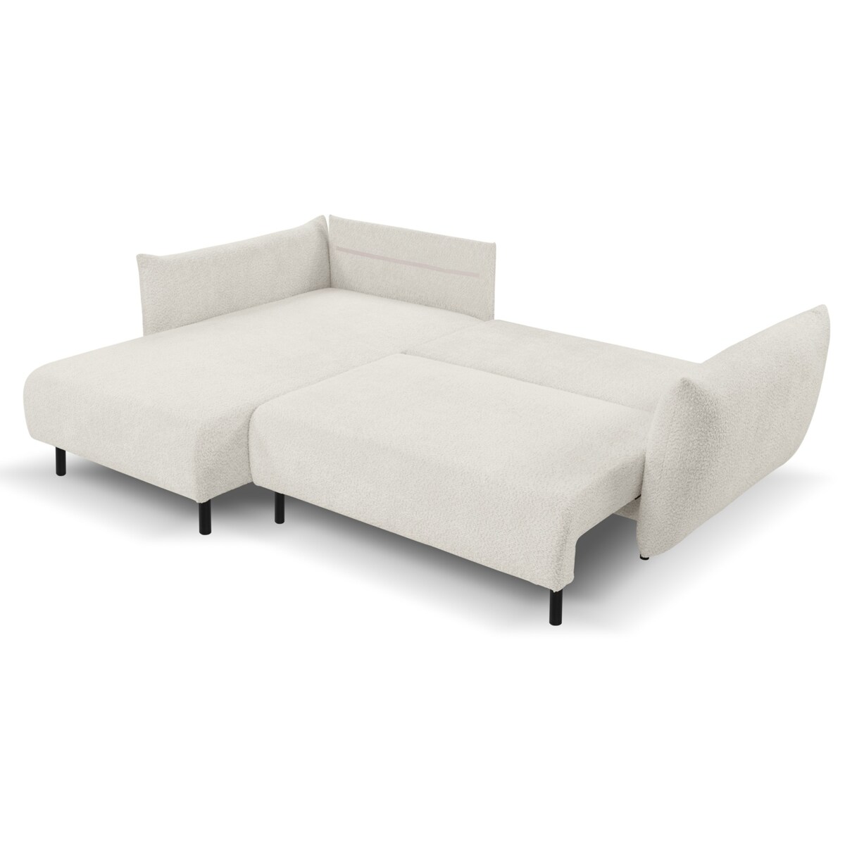 Narożnik DELI z funkcją spania na nóżkach, lewostronny, kremowy