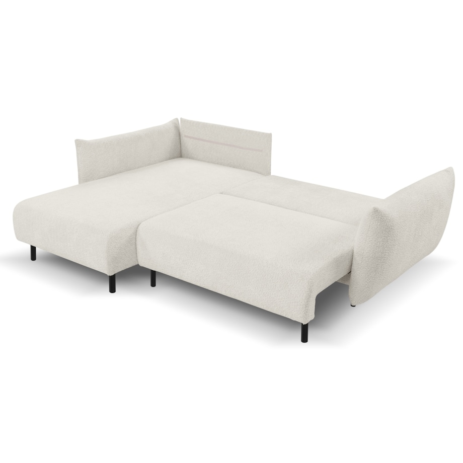 Narożnik DELI z funkcją spania na nóżkach, lewostronny, kremowy