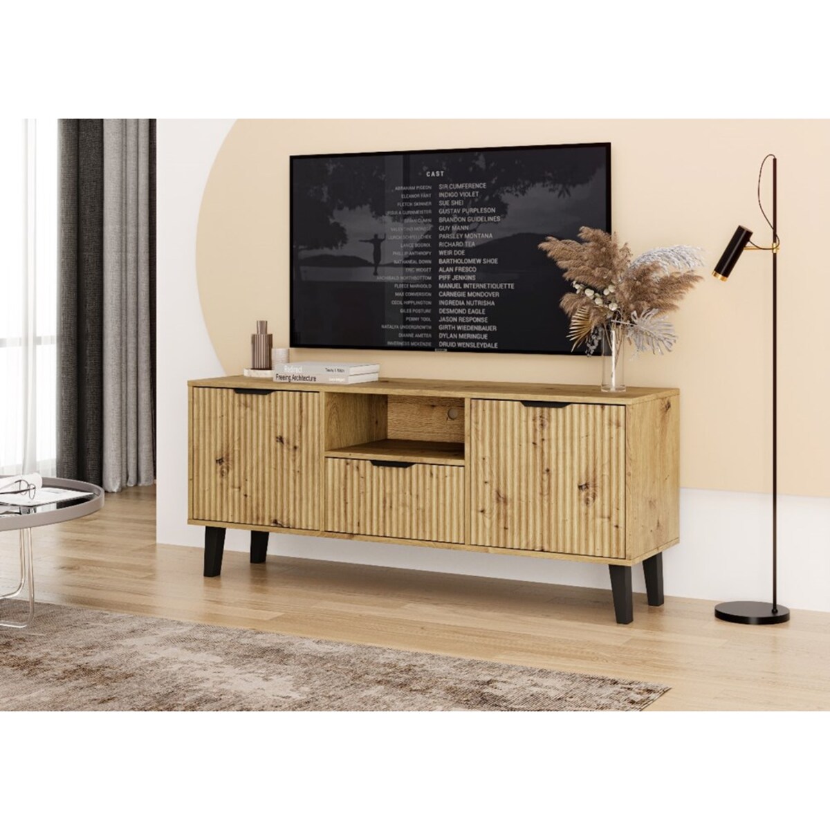 SZAFKA RTV Scandi 2D1S SLIM DĄB ARTISAN