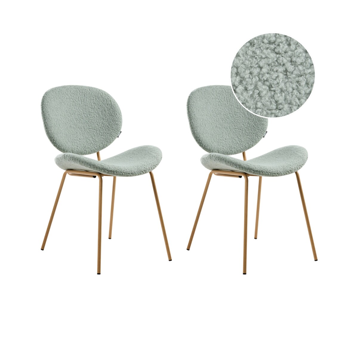 Zestaw 2 krzeseł do jadalni LUANA Boucle Jasnozielony
