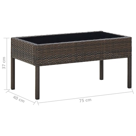 vidaXL Stolik ogrodowy, brązowy, 75x40x37 cm, rattan PE