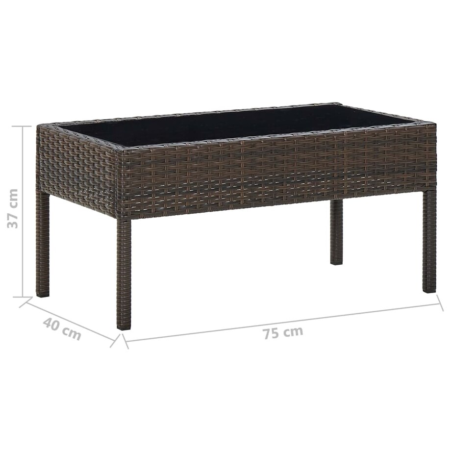 vidaXL Stolik ogrodowy, brązowy, 75x40x37 cm, rattan PE