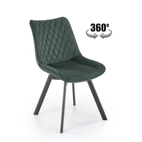 Krzesło tapicerowane K520 VELVET zielone obracane