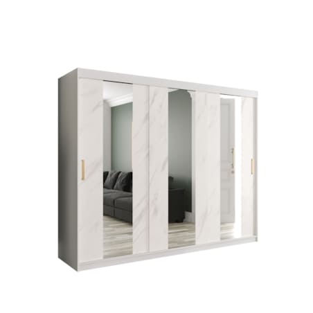 Szafa przesuwna Garderoba MARMUR POLE 250 gł. 62 biały