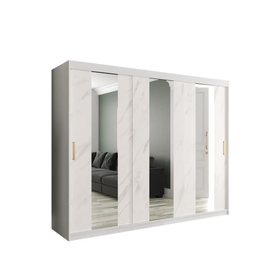 Szafa przesuwna Garderoba MARMUR POLE 250 gł. 62 biały