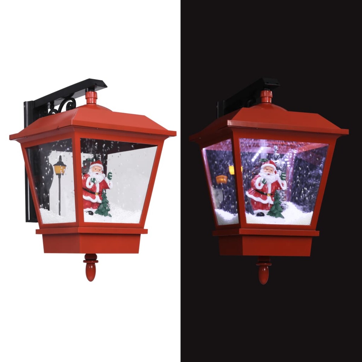 vidaXL Latarnia świąteczna LED z Mikołajem, czerwona, 40x27x45 cm