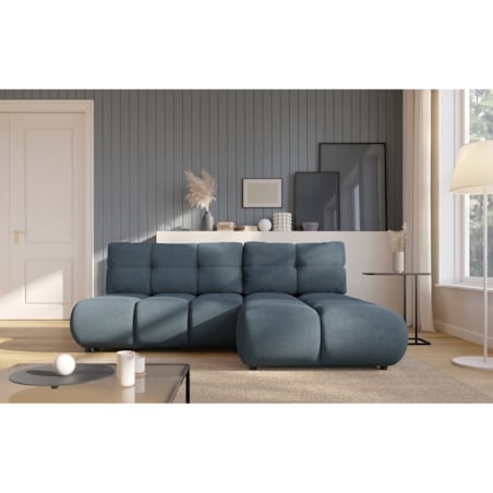 Pikowany Narożnik MILA rozkładany bez boczków prawy ciemnoniebieski