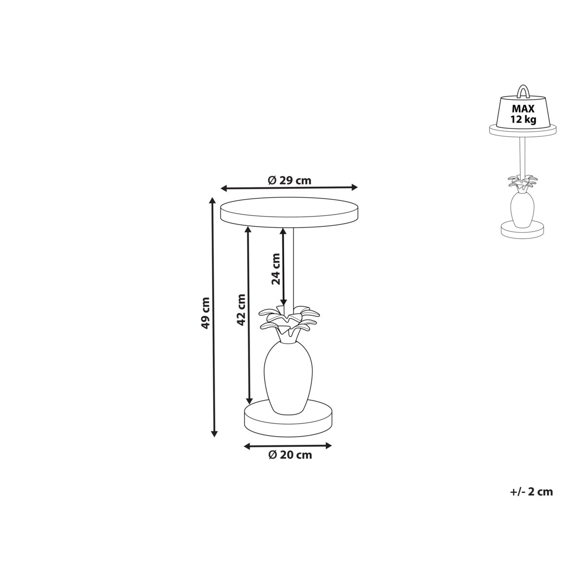 Stolik pomocniczy metalowy złoty PANNOUVRE