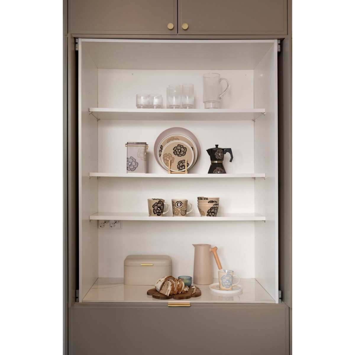 Metalowy chlebak METUL, 30 x 19 x 16 cm, beżowy