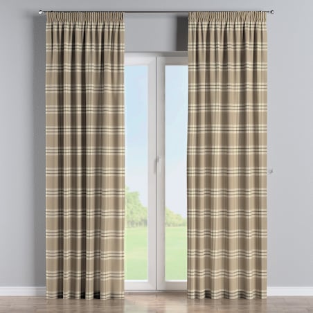 Zasłona na taśmie marszczącej 1 szt. 130x245 krata beżowa