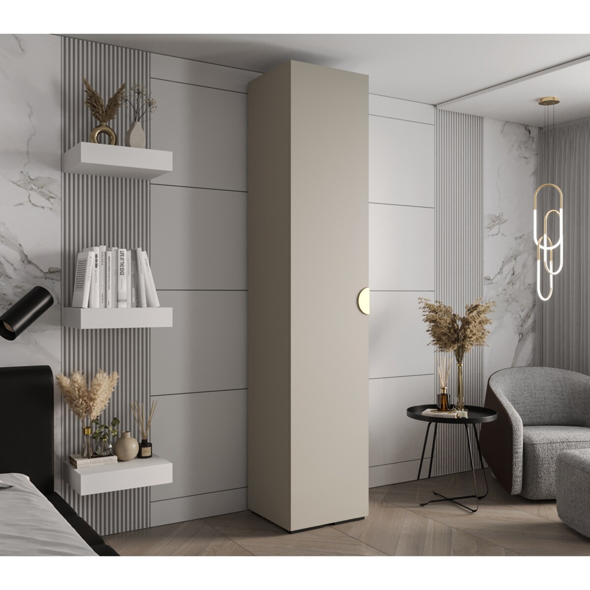 Szafa ubraniowa Garderoba INOVA 4 0,5SZ Kaszmir+Złoty