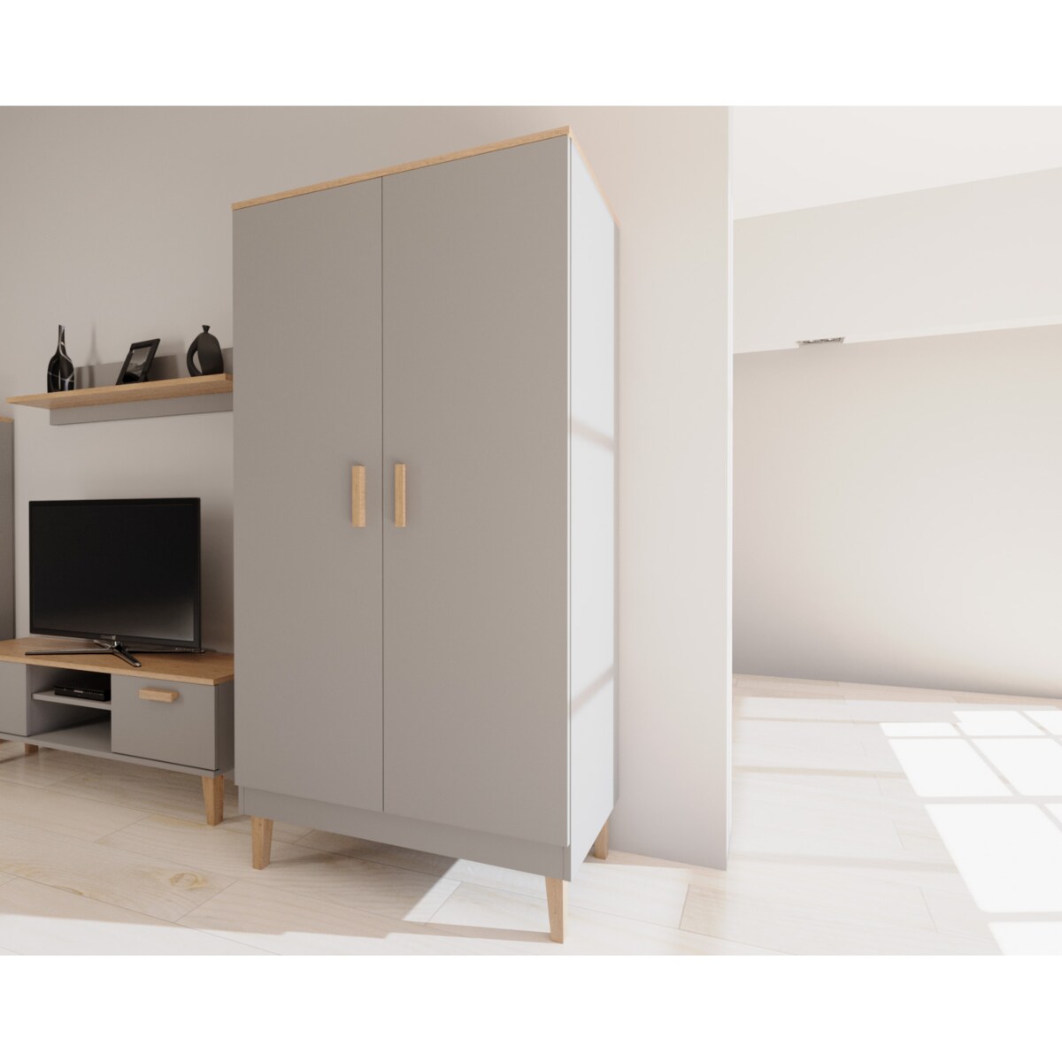 Szafa Denver szary chinchilla & hikora